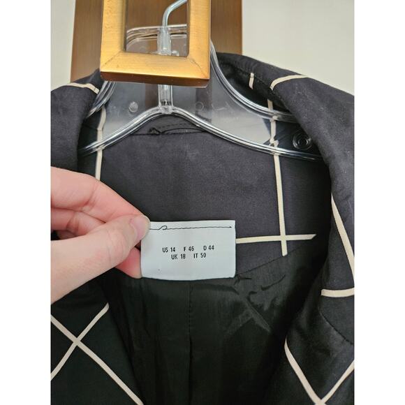 Akris Punto Black Big Grid Belted Trench Coat Size 14 - Picture 8 of 16